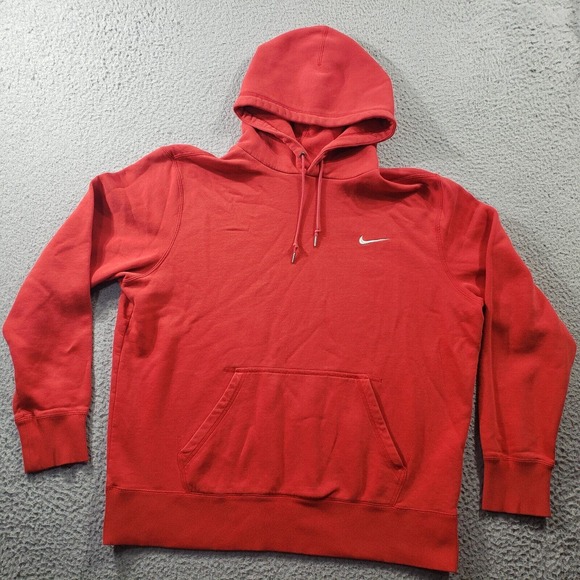 Nike Hoodie Men's XL Extra Large Red Fleece Pullover Center Check Sweatshirt - Picture 1 of 11
